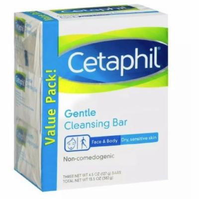 Cetaphil Gentle Cleansing Bar, 4.5 oz bars, 3 ea (Pack of 3)