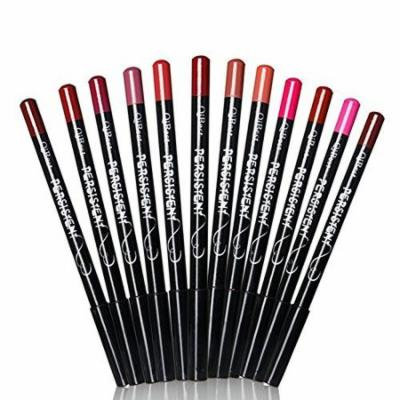 12PCs Lip Liner Pencil Waterproof Smooth Matte and Longlasting Retro Red and Pink Lipliner Pen Set