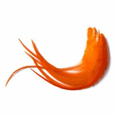 6 Pieces - Solid Orange Thick Long Rooster Hair Extension Feathers