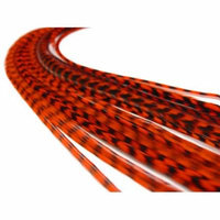 1 Piece - Orange Thin Long Grizzly Rooster Hair Extension Feather & Silicon Bead