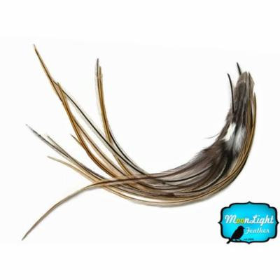 1 Dozen - Medium Golden Badger Rooster Hair Extension Feathers