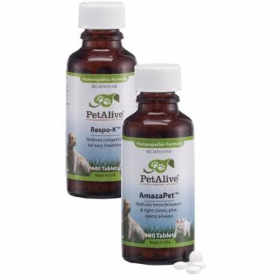 PetAlive Breathe Easy ComboPack for Pets - Natural Homeopathic Formulas AmazaPet and Respo-K Support Respiratory Functioning in Dogs and Cats - 1 Each