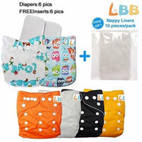 LBB Baby Cloth Diapers Reusable Girls/Boys Pocket, 6 pcs + 6 Inserts