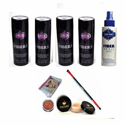 Piz-zaz Hair Fibers 4x Hair Keratin Fibers Auburn Color + Hold Fiber Spray + Matching Itay Brow Building Fiber Set