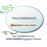 Single Vision Polycarbonate Prescription Eyeglass Lenses, Left and Right (One Pair), for installation into your own Semi-Rimless (grooved) Frames, Anti-Scratch Coating and Anti-Glare Coating Included