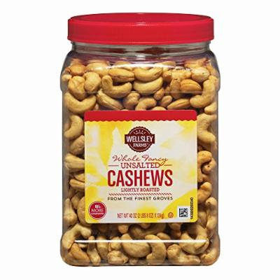 Wellsley Farms Unsalted Roasted Whole Cashews, 2.5 lbs. (pack of 2)