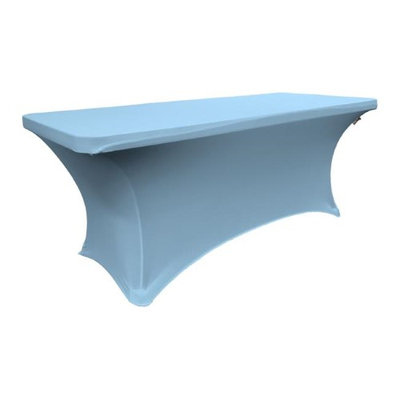 LA Linen TCSpandex72x24x30-BlueLightX18 Rectangular Spandex Tablecloth Blue Light - 72 x 24 x 30 in.