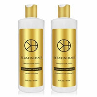Keratin for Hair Smoothing Sulfate Free Shampoo & Conditioner Set with Complex Vitamins Argan Oil Sulfate Free Hair Regrowth Treatment for Hair Loss Frizzy Curly Thinning Hair, Unisex 16 fl oz