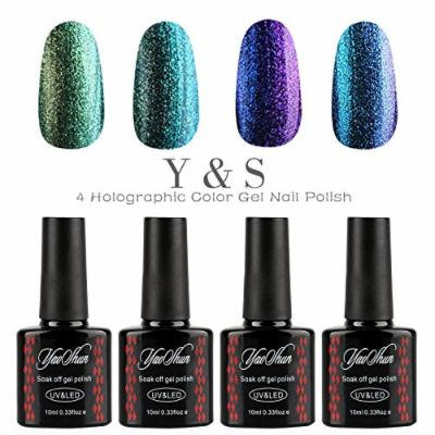 Y&S 4pcs Gel Nails Polish,Holographic Glitter Starry Galaxy Chameleon Colors Changes UV LED Nail Polish 10ml-002
