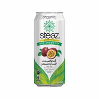 Steaz Organic Unsweetened Passionfruit Iced Green Tea 16 oz Cans - Pack of 12