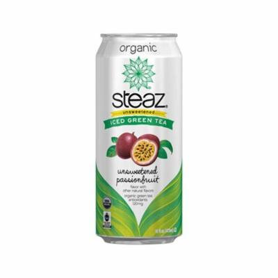Steaz Organic Unsweetened Passionfruit Iced Green Tea 16 oz Cans - Pack of 12