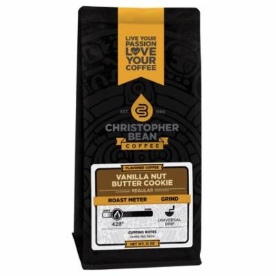 Christopher Bean Vanilla Nut Butter Cookie Coffee, 12 Ounce Bag Ground