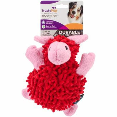 TrustyPup® Fuzzy Wuzzy Sheep Plush Squeaker Dog Toy, Small, Red