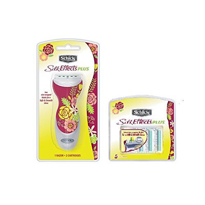 Schick Silk Effects Plus Razor With Refills ( Total of 7 Cartridges!)