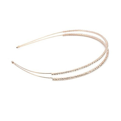 1 Pc Fashion Double Row Fine Encrusted Rhinestone Claw Chain Hair Hoop Hair Bands - Simple Hair Accessories Headband for Woman Lady Girls (Rose g