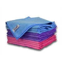 Multi-color Microfiber Towels 12 Pack by Buff Pro | Professional House-Hold Cleaning Cloths For High Quality Results | large size 16