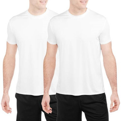 Men's Poly Stretch Performance Undershirt, White, 2 Ct