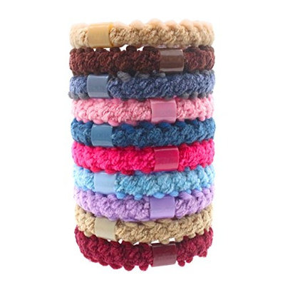 Fashion & Lifestyle Hair Ties Ponytail Holders - Large Boutique Girls Stretchy Elastic Hair Ropes Bands Styling Accessories for Women and Ladies Pack of 10