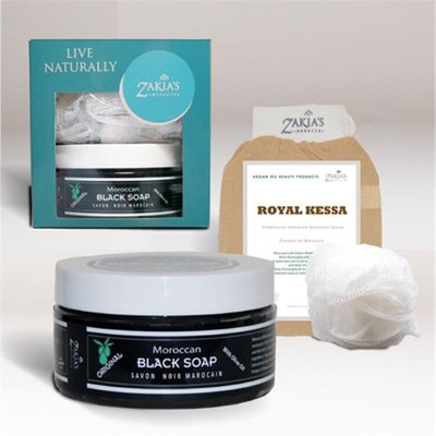 Zakia's Morocco Moroccan Black Soap and Kessa Exfoliating Glove