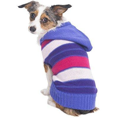 fashion pet hooded striped sweater for pets, x-small, pink