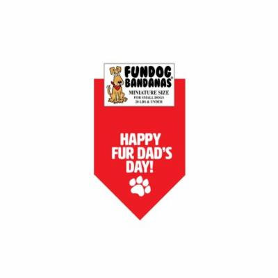 Fun Dog Bandana - Happy FurDad's Day - Miniature Size for Small Dogs, red pet scarf