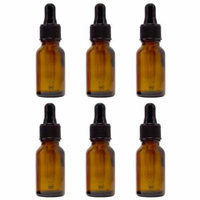 Amber Glass Bottle - 15 ml (1/2 fl oz) w/ Glass Dropper - Pack of 6