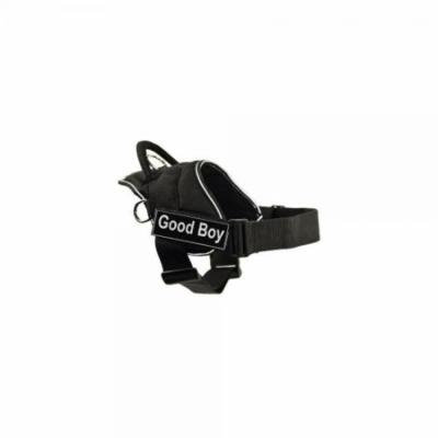 dt fun harness, good boy, black with reflective trim, medium - fits girth size: 28-inch to 34-inch