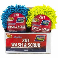 2 In 1 Soap and Scrub Sponge Plush Microfiber Cleans Away Dirt and Grime M 2PK