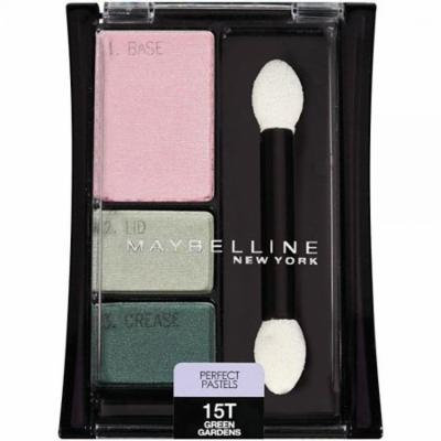 maybelline new york expert wear eyeshadow trios, perfect pastels 15t green gardens, 0.13 ounce