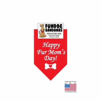 Fun Dog Bandana - Happy Fur Mom's Day - Miniature Size for Small Dogs, red pet scarf