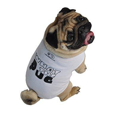 ruff ruff and meow dog tank top, what the pug?, white, medium