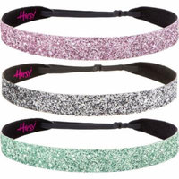 Hipsy Adjustable NO SLIP Bling Glitter Wide Cute Headbands for Women Gift Pack (Wide Seafoam/Gunmetal/L. Pink 3pk)