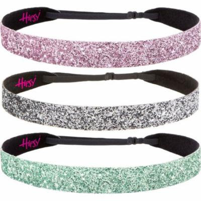 Hipsy Adjustable NO SLIP Bling Glitter Wide Cute Headbands for Women Gift Pack (Wide Seafoam/Gunmetal/L. Pink 3pk)