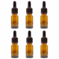 Amber Glass Bottle - 10 ml (1/3 fl oz) w/ Glass Dropper - Pack of 6