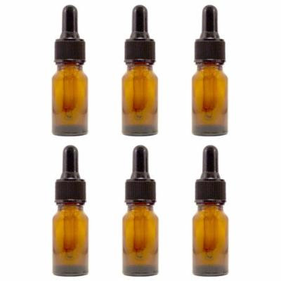 Amber Glass Bottle - 10 ml (1/3 fl oz) w/ Glass Dropper - Pack of 6