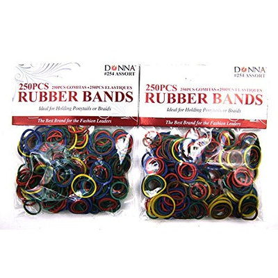 Donna 2 Pack of 250 Pieces Hair Rubber Bands Total 500 Pieces