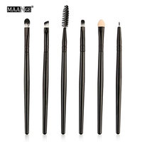 Makeup Brush Hosamtel 6PCS Wood Handle Cosmetic Brush Beauty Tool for Eyeliner Eye Shadow Eye Brow Blush Foundation Powder Liquid Lipstick Eyelash Cream (Black)