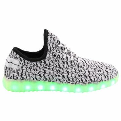 Galaxy LED Shoes Light Up USB Charging Low Top Knit App Control Women Sneakers (White/Grey)