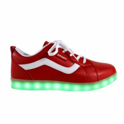 Galaxy LED Shoes Light Up USB Charging Low Top Sport Women’s Sneakers (Red)