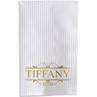 Personalized Name Waffle Weave Towel, Gold Font