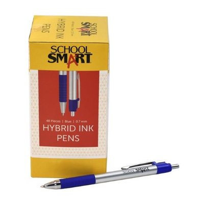 School Smart 1572361 0.7mm Pen Grip Hybrid Ink Blue Metal - Pack of 48