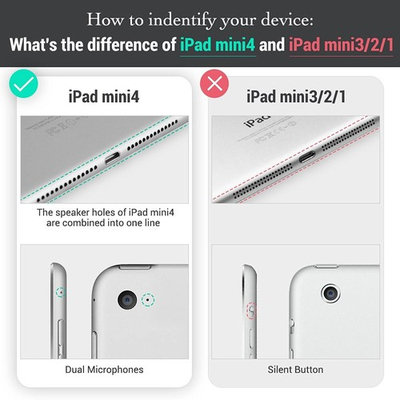 ESR iPad Mini 4 Case, Simplicity Series Premium Folio Case, Book Cover Design, Multi-Angle Viewing Stand, Smart Cover with Auto Sleep/Wake Function for Apple iPad Mini 4