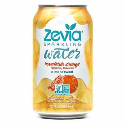 Zevia Mandarin Orange Sparkling Water 12 oz Cans - Pack of 24