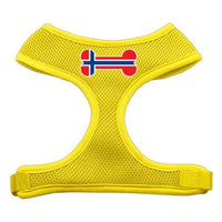 Mirage Pet Products Bone Flag Norway Screen Print Soft Mesh Dog Harnesses, Medium, Yellow