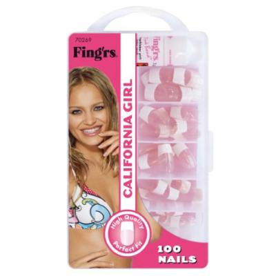 Fing'rs 70269 False Nails Professional Kit of 100 / French Manicure Style / For Gluing On / Economical Format
