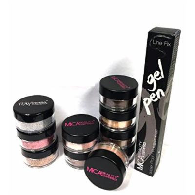 Bundle 11 Items: Mica Beauty 7 Eye Shadows #8.#27.#28.#38.#72.#74.#91+itay Eye Glitter G5.g11.g21 + Gel Liner Green