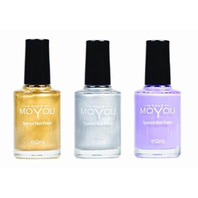 MoYou Nails Stamping Nail Polish Pack of 3: Gold, Silver and Lilac (Violet) Colours used for Stamping Nail Art to Create Beautiful Shinny and Fashionable Nails Sourced Directly from the Manufacturer