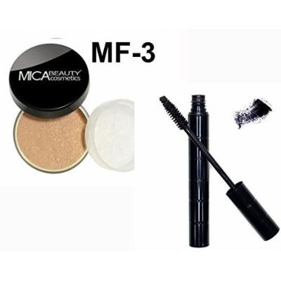 Bundle 2 Items: Mica Beauty Mineral Loose Powder foundation 9 Gram + Itay Mineral Black Mascara for long Lashes (MF3-TOFFEE)