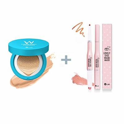 W-Snow Water Cushion 13g #21 (water light) + W.Lab Lovely Eyes Volume Maker Bronzer and Highlighter Stick for Eyes