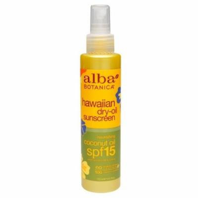 Alba Botanica Hawaiian Dry-Oil Natural Sunscreen, SPF 15 Nourishing Coconut Oil 4.5 fl oz(pack of 12)
